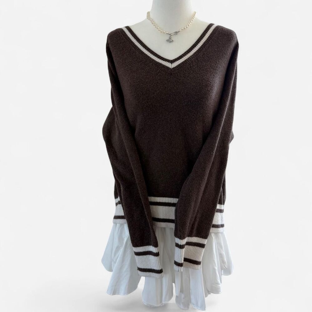 Himejaki J-Fashion Shoujo Brown V-neck sweater
